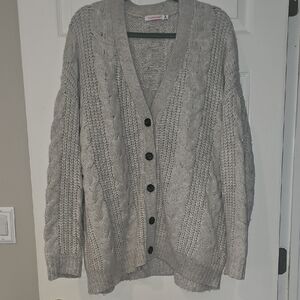 Shoe Dazzle Light Gray Knit Boyfriend Cardigan